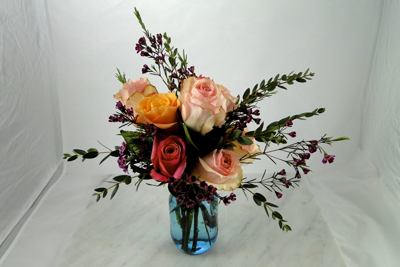 Gerbera Daisies In Blue Mason Jars Something New For Dinner