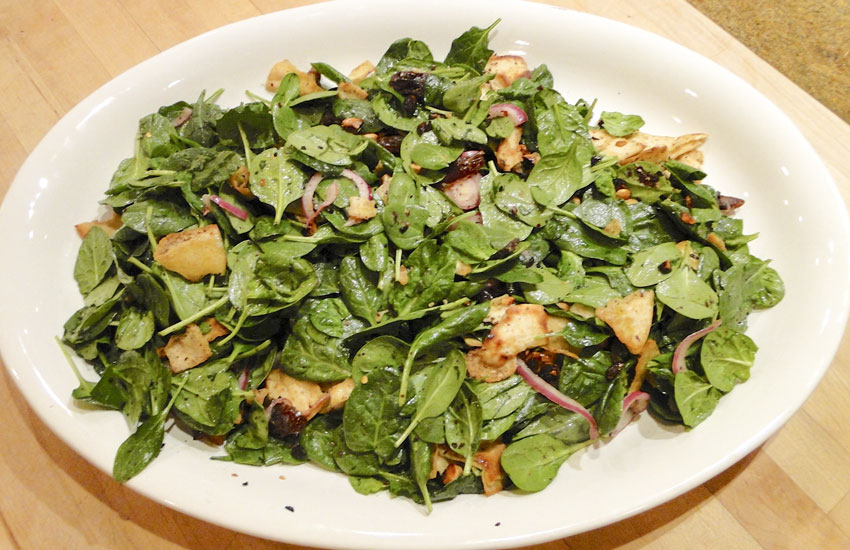 Spinach Salad & Sumac Croutons Something New For Dinner
