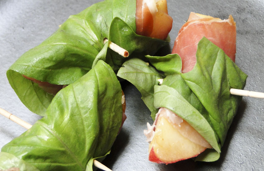 Basil & Prosciutto-Wrapped Peaches | Something New For Dinner