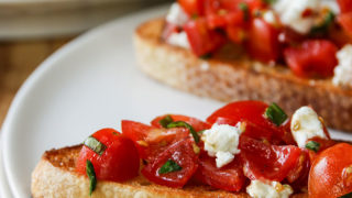 Tomato basil and feta bruschetta