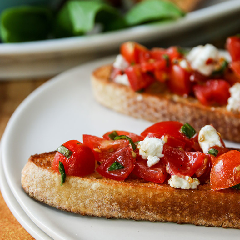 Tomato, Basil And Feta Bruschetta | Something New For Dinner