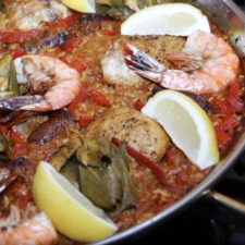 Paella with artichokes, chicken, chorizo & shrimp | Something New For Dinner