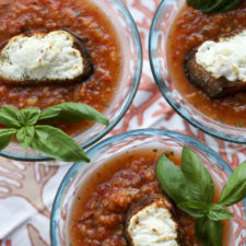 Peach and tomato gazpacho with goat cheese croutons | Something New For Dinner