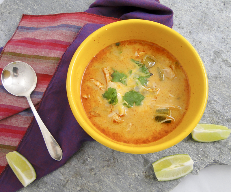 Chicken, chile and tomatillo soup