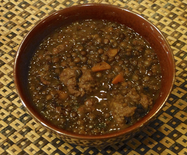 French lentil and garlic sausage soup