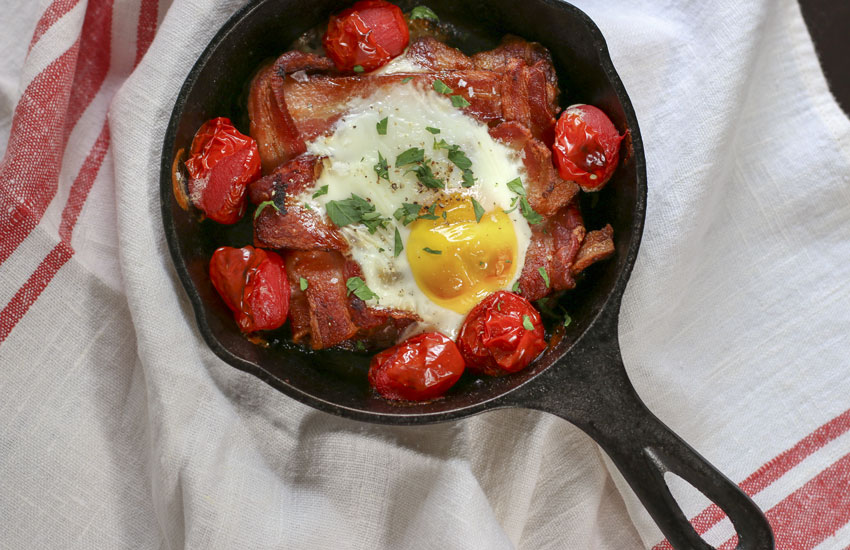 Woven Bacon, Egg & Tomato Bake | Something New For Dinner