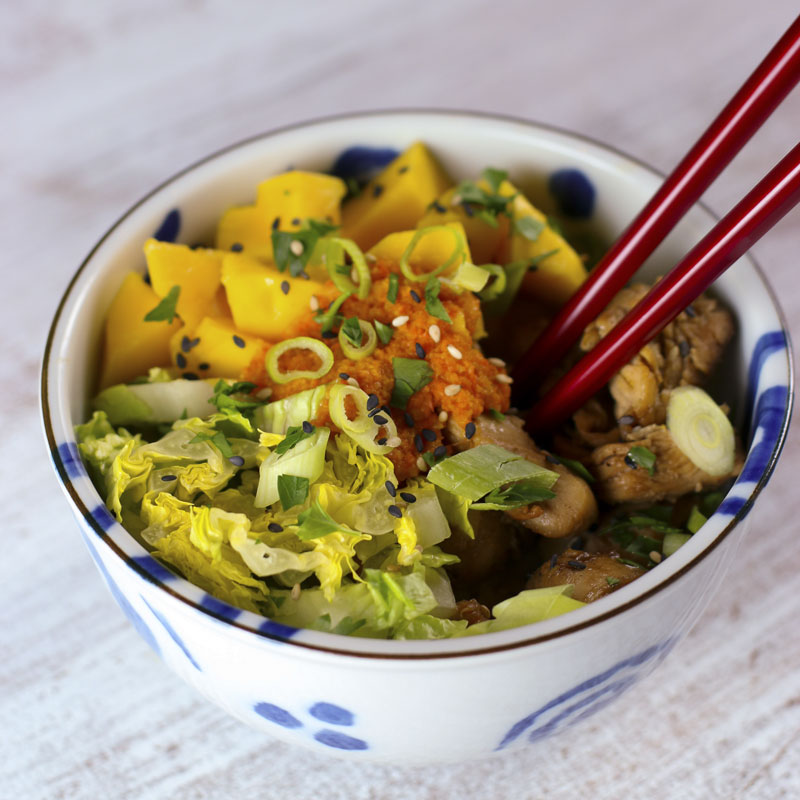 Rice Bowl With Carrot Ginger Sauce | Something New For Dinner