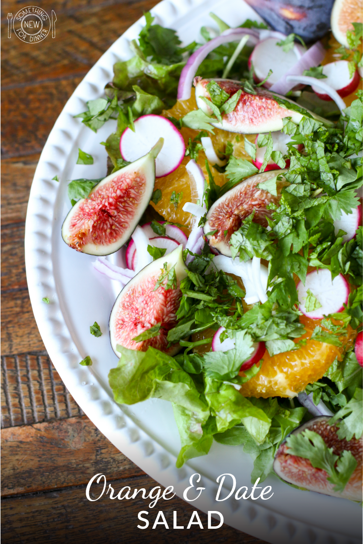 This beautiful orange and date Ottolenghi salad is bursting with complimentary sweet, sour & bitter flavors. Add fresh figs to take it right over the top.