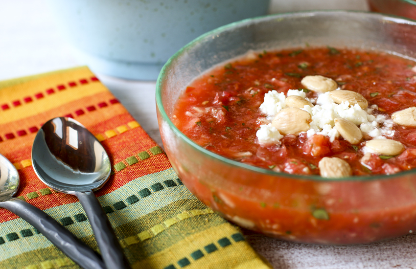 This easy-to-make watermelon and tomato gazpacho is perfect summer dish to get you through the heat, minimize your cooking efforts and feed you for a week.