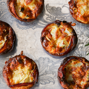 Bacon-wrapped, single portion, crustless quiches can be served for breakfast, lunch, appetizers, dinner or snacks. Make ahead & warm them up before serving.