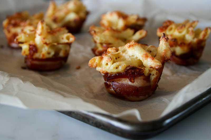 A decadent combination of America's favorite foods: bacon and mac and cheese. I dare you not to like these!