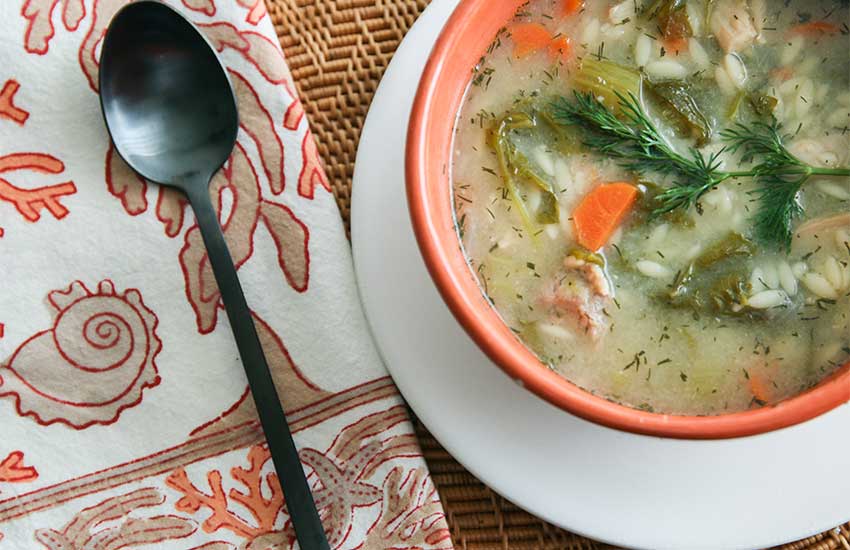 Lemon Chicken Soup with Orzo, Kale and Mushrooms | Something New For Dinner