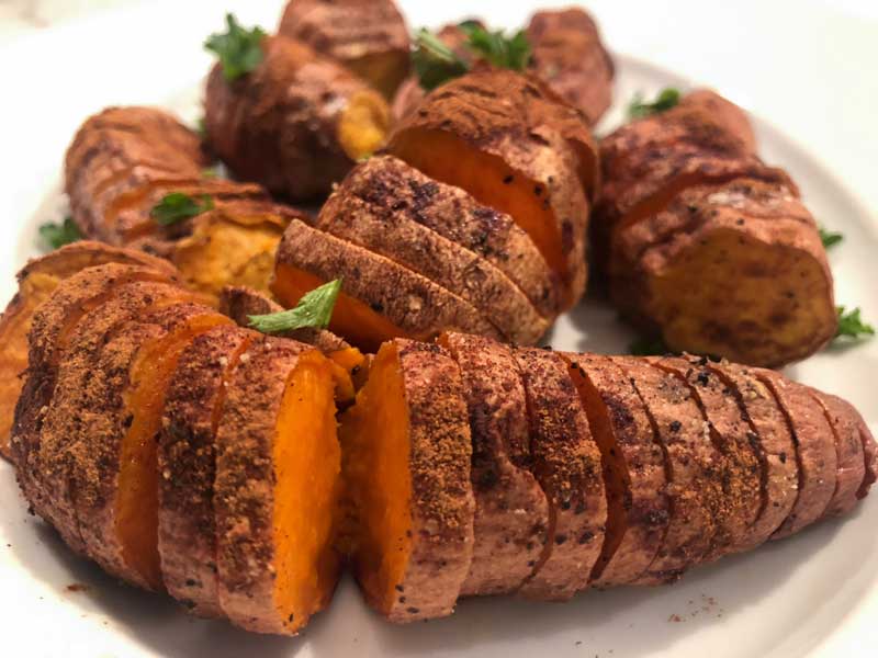 Dirty Hasselback Baked Sweet Potatoes | Something New For Dinner