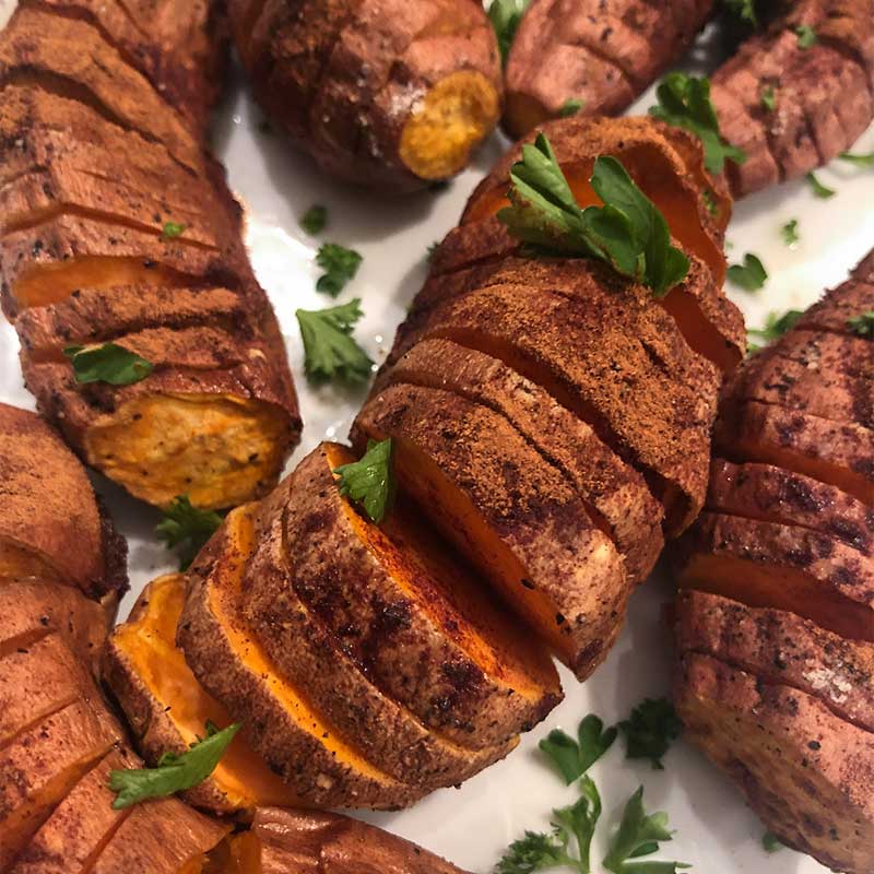 Dirty Hasselback Baked Sweet Potatoes | Something New For Dinner