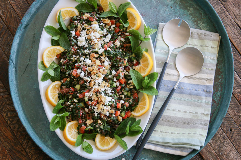 Kale and Lentil Chopped Greek Salad | Something New For Dinner