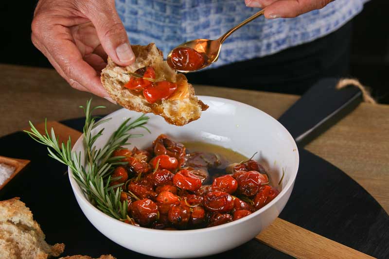 Tomato confit with toasted, torn dipping bread | something New For Dinner