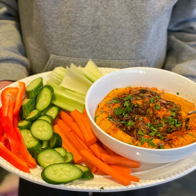 Sweet potato hummus with caramelized shallots | Something New For Dinner