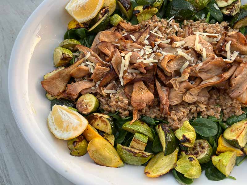 Mushroom, zucchini and farro salad for dinner | Something New For Dinner