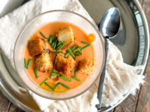 Smooth gazpacho with homemade croutons | Something New For Dinner