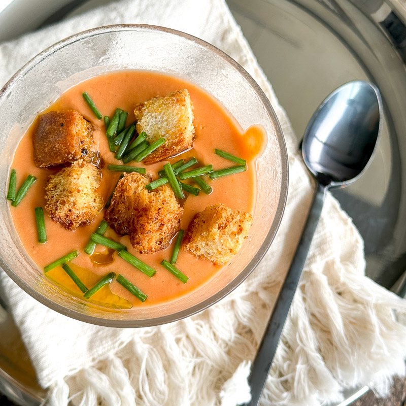 #Smooth Gazpacho with Homemade Croutons |