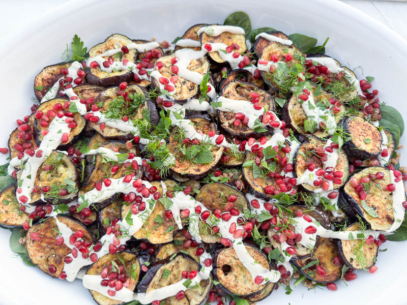 Eggplant, pomegranate and farro salad | Something New For Dinner