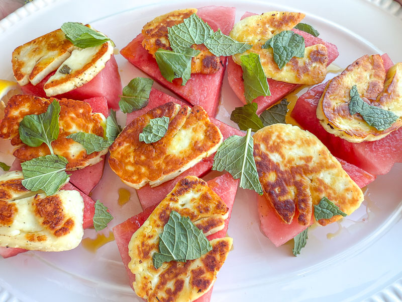 This delicious pairing of cooked Halloumi cheese and crisp watermelon makes for a satisfying and delightful summer salad.